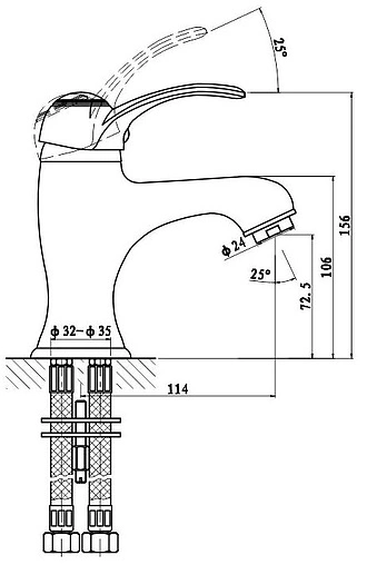 Смеситель для раковины Gross Aqua Arabic бронза 6536516BRL Смеситель для раковины Gross Aqua Arabic бронза 6536516BRL