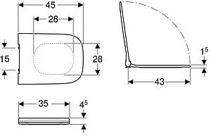 Крышка-сиденье для унитаза с микролифтом Geberit Smyle Square белый 500.688.01.1, 2