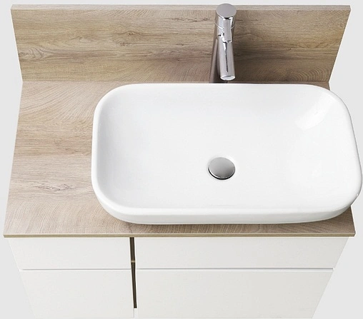 Тумба-умывальник подвесная Aquaton Мишель 80 белый/дуб эндгрейн 1A244501MIX40+