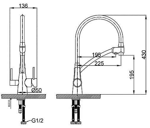 Смеситель для кухни с подключением к фильтру Lemark Comfort хром/серый LM3071C-Gray