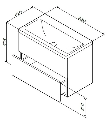 Тумба-умывальник подвесная Am.Pm Gem 75 белый M90FHX07522WG+M90WCC0752WG