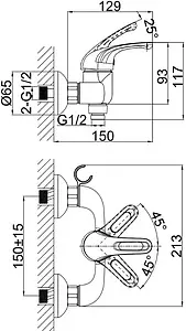 Смеситель для душа D&K Rhein Eucharius хром DA1373101 Смеситель для душа D&K Rhein Eucharius хром DA1373101, 2