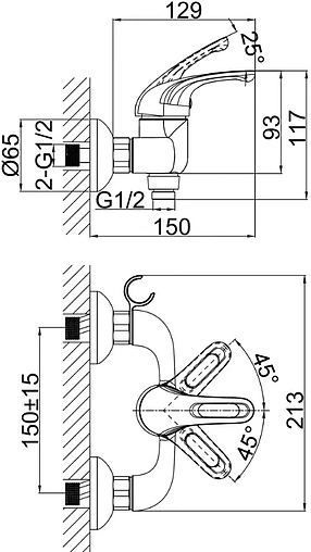 Смеситель для душа D&amp;K Rhein Eucharius хром DA1373101