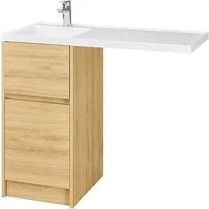 Тумба-умывальник напольная над стиральной машиной Aquaton Лондри 105 L дуб сантана 1A2670K1LH0C0+, 1