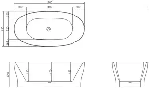 Ванна акриловая отдельностоящая BelBagno 170x85 BB403-1700-850 Ванна акриловая отдельностоящая BelBagno 170x85 BB403-1700-850, 2