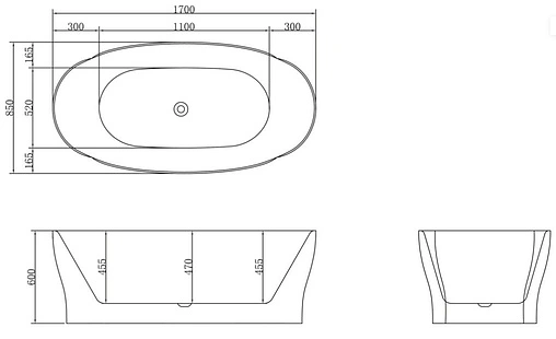 Ванна акриловая отдельностоящая BelBagno 170x85 BB403-1700-850