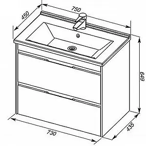Тумба-умывальник Aquanet Тулон 75 белый 00183395+00182319, 2