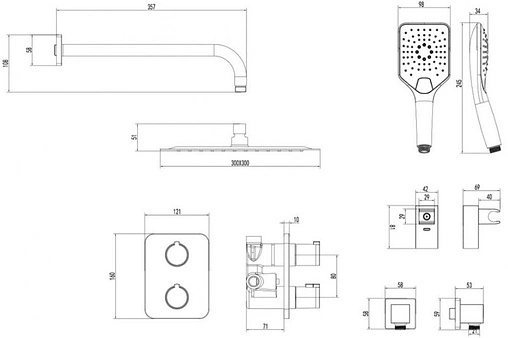 Душевая система с термостатом для душа Lemark Yeti хром LM7849C