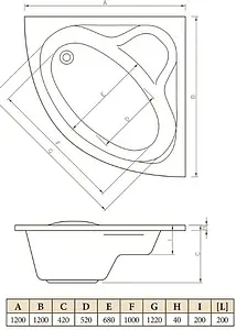 Ванна акриловая C-bath Aurora 120x120 CBS001001 Ванна акриловая C-bath Aurora 120x120 CBS001001, 2