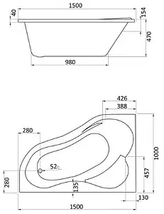 Ванна акриловая Santek Ибица 150x100 L 1WH112034 Ванна акриловая Santek Ибица 150x100 L 1WH112034, 2