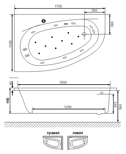 Ванна акриловая Excellent Kameleon 170x110 R WAEX.KMP17WH