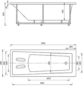 Ванна акриловая Aquatek Либра 170x70 L с фронтальной панелью, с каркасом (разборный) LIB170-0000021, 2