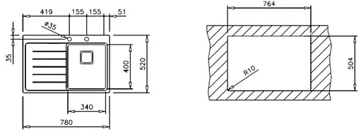 Мойка кухонная Teka Zenit RS15 1B 1D L 78 нержавеющая сталь полированная 115100009