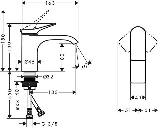 Смеситель для раковины Hansgrohe Vivenis 80 белый матовый 75012700 Смеситель для раковины Hansgrohe Vivenis 80 белый матовый 75012700