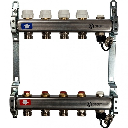 Группа коллекторная без расходомеров 4 отвода 1&quot;в/в x ¾&quot;ек Stout SMS 0932 000004