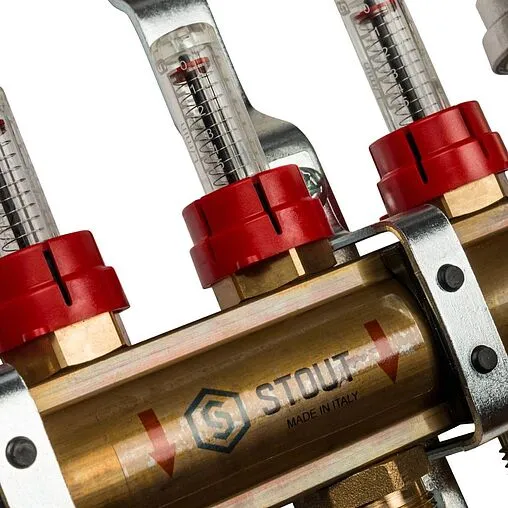 Группа коллекторная с расходомерами 4 отвода 1&quot;в/в x ¾&quot;ек Stout SMB 0473 000004