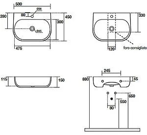 Раковина Kerasan Nolita 50 белый 534001*1 Раковина Kerasan Nolita 50 белый 534001*1, 2