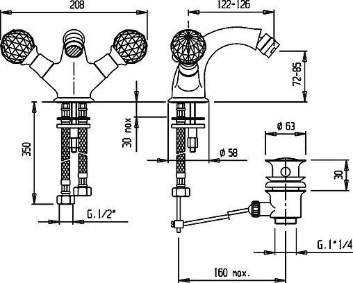 Смеситель для биде Cezares Atlantis хром ATLANTIS-BS1-01-Sw