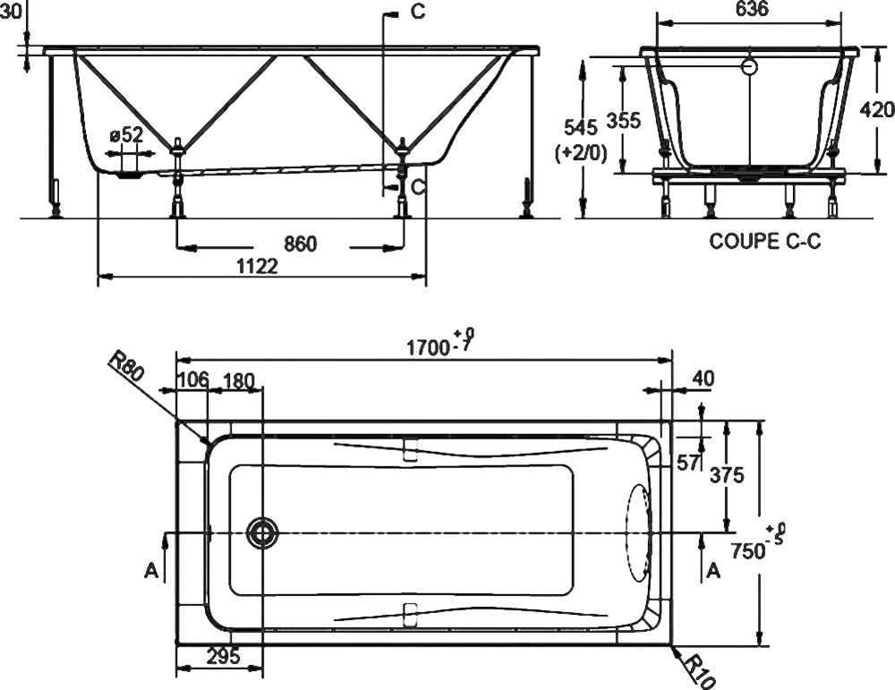 Ванна акриловая Jacob Delafon Odeon Up 170x75 E60491RU-00
