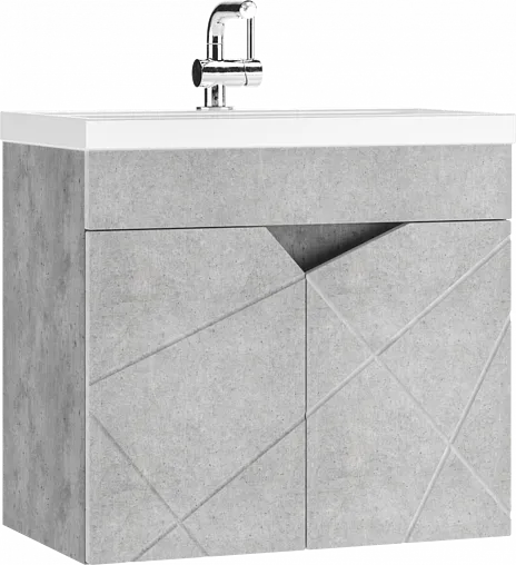 Тумба-умывальник подвесной Домино Vector 60 метрополитан грей/бетон серый DV6610T+4627173210874