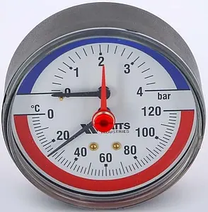 Термоманометр аксиальный Watts F+R818 80мм 4 бар 120°С ½" 10009464 Термоманометр аксиальный Watts F+R818 80мм 4 бар 120°С ½" 10009464, 1