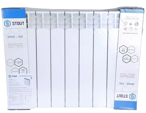 Радиатор биметаллический 9 секций нижнее правое подключение Stout Space 500 SRB-0320-050009