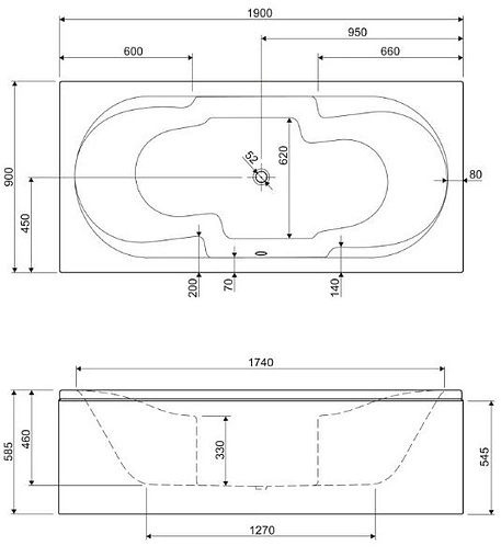 Ванна акриловая Cezares 42-for two 190x90
