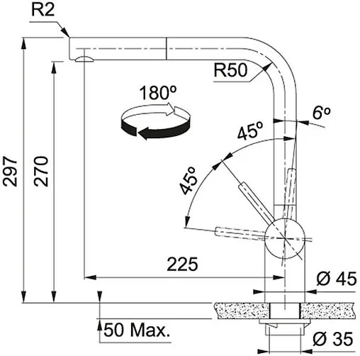 Смеситель для кухни с выдвижным изливом Franke Atlas Neo чёрный матовый 115.0550.427 Смеситель для кухни с выдвижным изливом Franke Atlas Neo чёрный матовый 115.0550.427