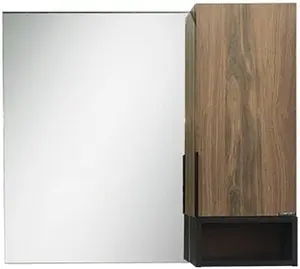 Шкаф-зеркало Comforty Штутгарт 90 дуб тёмно-коричневый/чёрный 00004151038CF, 1