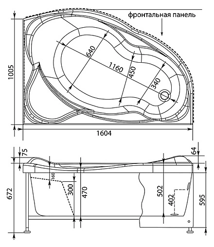 Ванна акриловая Aquanet Jamaica 160x110 R 00203987