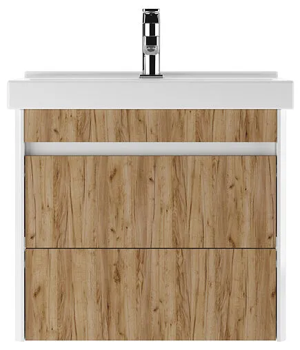 Тумба-умывальник подвесной Домино Uno 60 дуб вотан/белый DU1512T+WB.FN/Fest/60-C/WHT.G/S1