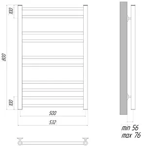 Полотенцесушитель электрический лесенка Lemark Ursus П10 800х500 черный матовый LM72810EBL, 2