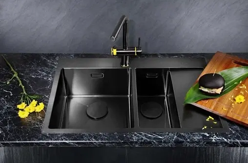 Мойка кухонная Omoikiri Akisame 78-2-GM-L вороненая сталь 4973101