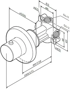 Вентиль переключающий на 3 потребителя Am.Pm хром F0800100, 2