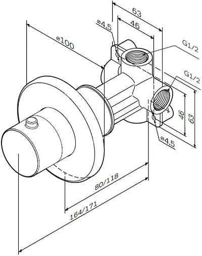 Вентиль переключающий на 3 потребителя Am.Pm хром F0800100