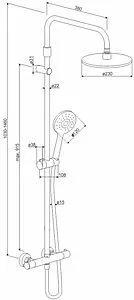 Душевая система с термостатом для душа Damixa Option чёрный матовый DX218091300, 2