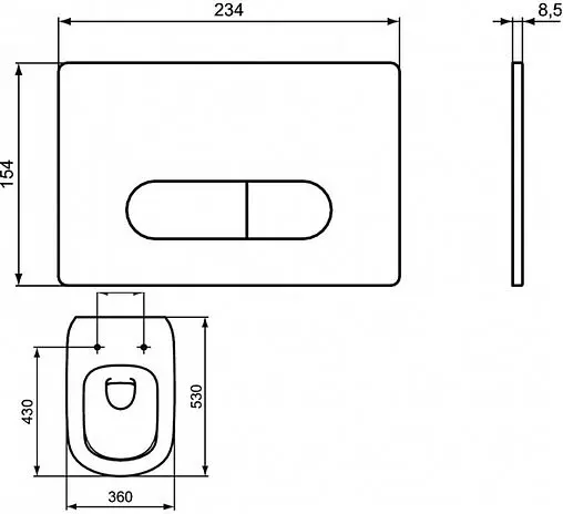 Комплект 5 в 1 Ideal Standard Tesi AquaBlade T3868V1/121AC с кнопкой белый матовый