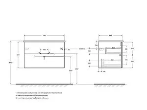 Тумба-умывальник подвесная Cezares Duet 80 Grafito DUET-800-2C-SO-GR-P+CZR-NAT-80-LVB, 2