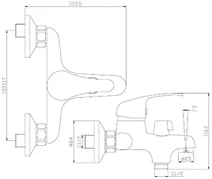 Смеситель для ванны Rossinka хром Y35-30 Смеситель для ванны Rossinka хром Y35-30, 2
