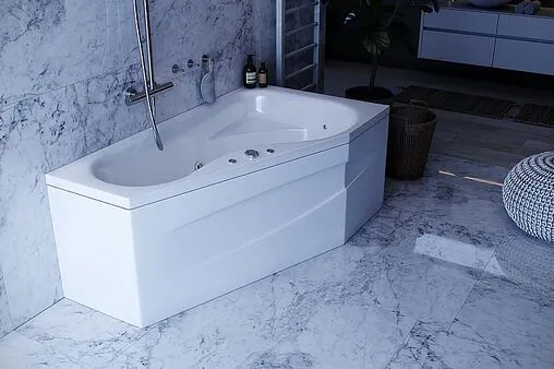 Ванна акриловая Aquatek Медея 170х95 R с фронтальной панелью и торцевой панелью (левая), с каркасом (вклеенный) MED180-0000010