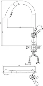 Смеситель для кухни с выдвижным изливом D&K Venice Baciano хром DA1032541 Смеситель для кухни с выдвижным изливом D&K Venice Baciano хром DA1032541, 2