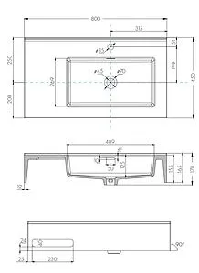 Раковина Aquaton Квадро Про 80 R с полотенцедержателем белый 1A734331QA01R, 2