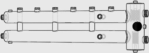 Распределительный коллектор 4 контура с гидрострелкой 1¼&quot;н x 1&quot;н Север-R-М4 1945010