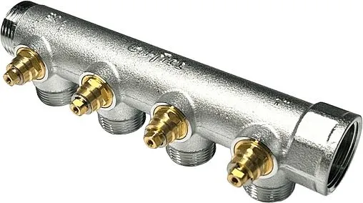 Коллектор регулирующий проходной 4 отвода 1&quot;в/н x ¾&quot;ек Uni-fitt 414C4340