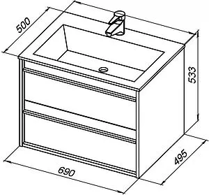Тумба-умывальник подвесная Aquanet Lino 70 белый матовый 00253902+, 2