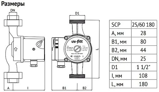 Насос циркуляционный Uni-Fitt SCP 25/60 180 918S2560.R