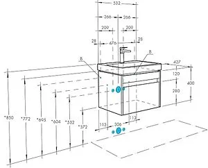 Тумба-умывальник подвесная Aquaton Марти 55 белый/ясень шимо 1A2632K0MY010, 2