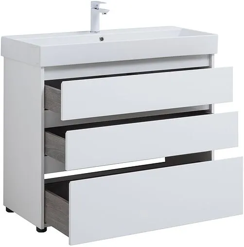 Тумба-умывальник напольная Aquanet Nova Lite 100 белый глянец 00302478+