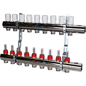 Группа коллекторная с расходомерами 9 отводов 1"в/в x ¾"ек Luxor CD 477/9 15662709N Группа коллекторная с расходомерами 9 отводов 1"в/в x ¾"ек Luxor CD 477/9 15662709N, 1