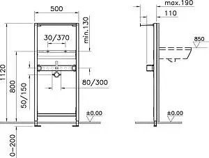 Инсталляция для раковины VitrA Frame 780-2800, 2